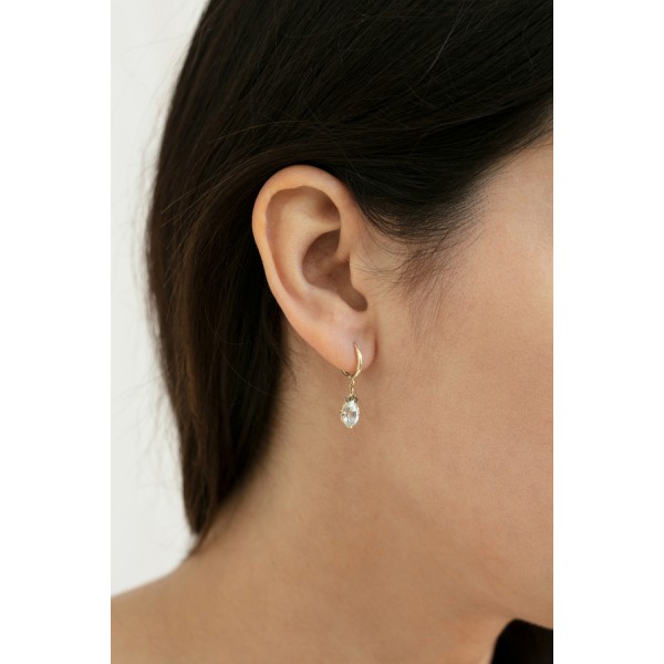 5 Octobre aukso auskarai su deimantais ir akvamarinais 